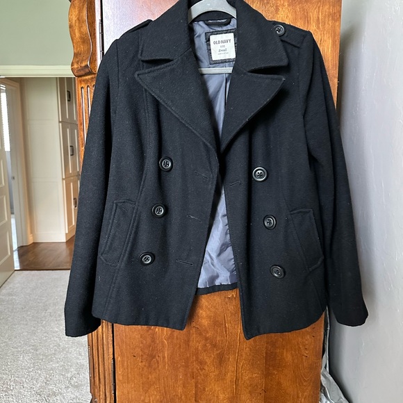 Old Navy wool double breasted black pea coat - Picture 4 of 7